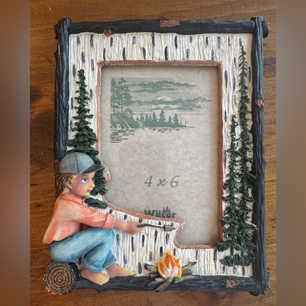 Hand Painted Boy Campfire Frame - Black